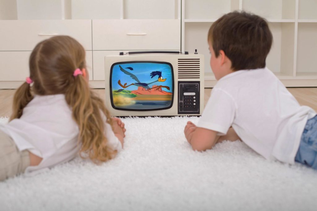 Kids watching cartoons