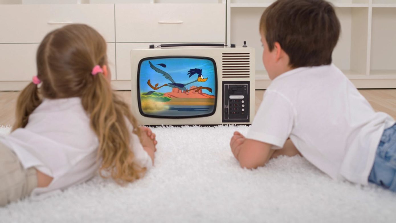 Kids watching cartoons
